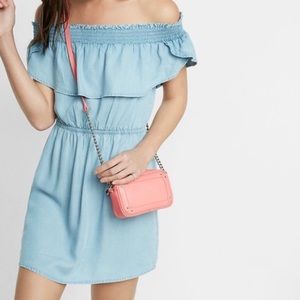 Express off the shoulder denim dress